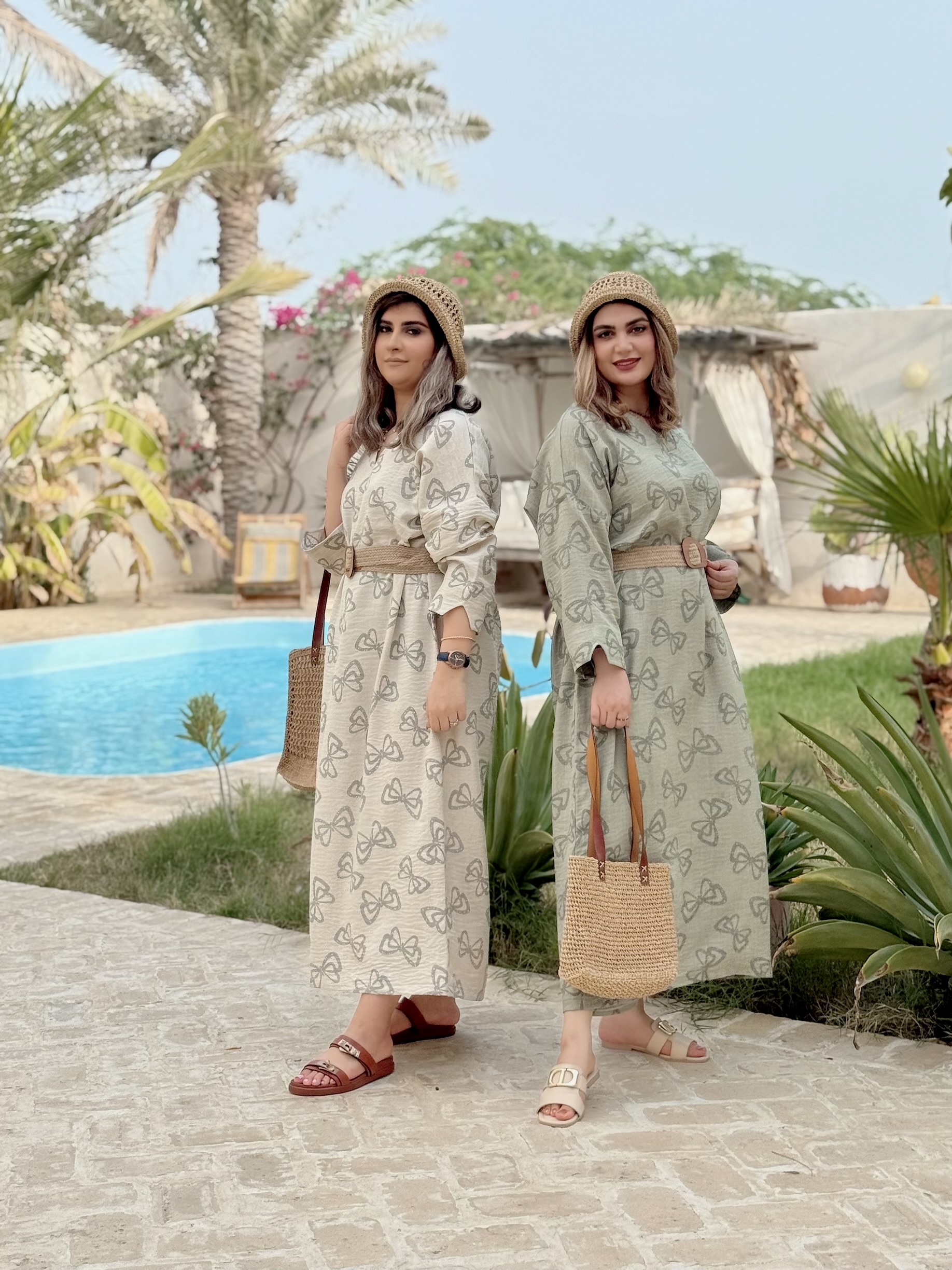 کفتان بلند طرح پاپیون - آبی نفتی